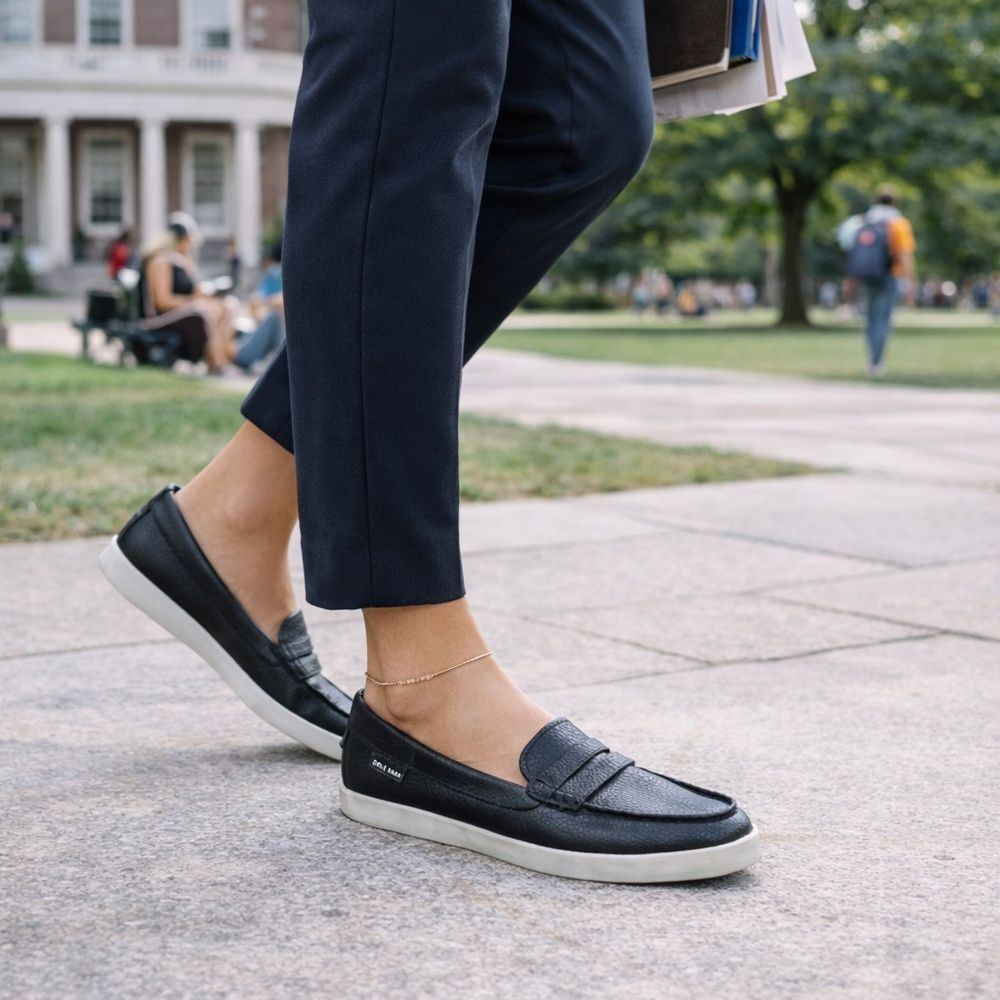 Cole Haan Nantucket Black Pebbled Leather Penny Loafers  7 old money academia